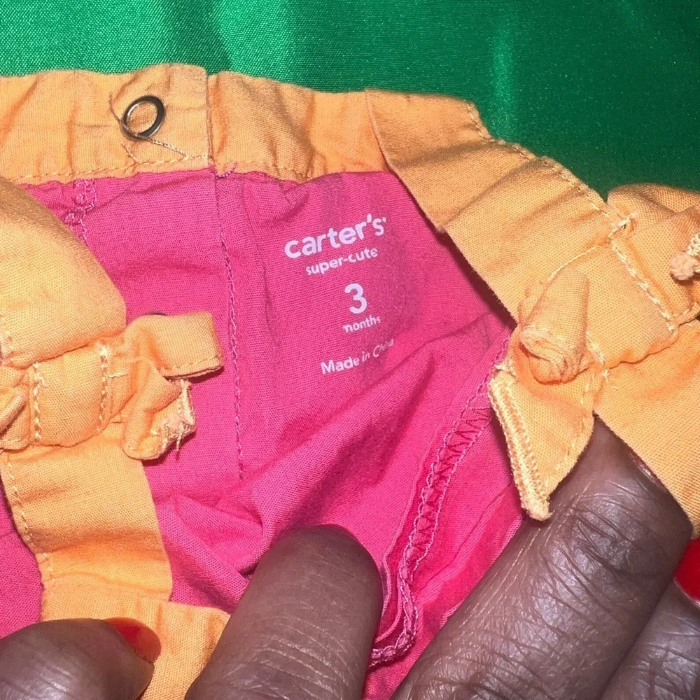 Carter's Orange and Pink Baby Romper Outfit 3 Months